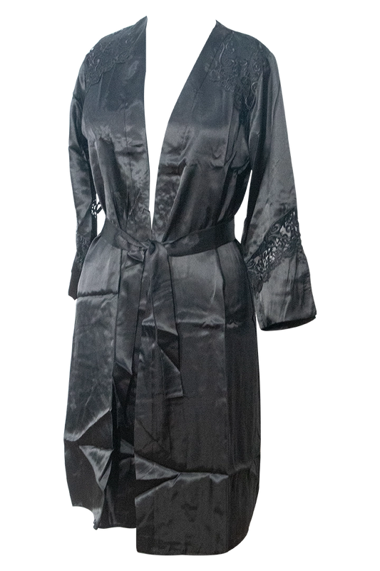 V-Neck Long Sleeves Satin Sleepwear Robe