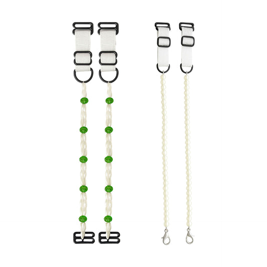Elegant Pearl & Green Bead Adjustable Bra Straps for Women