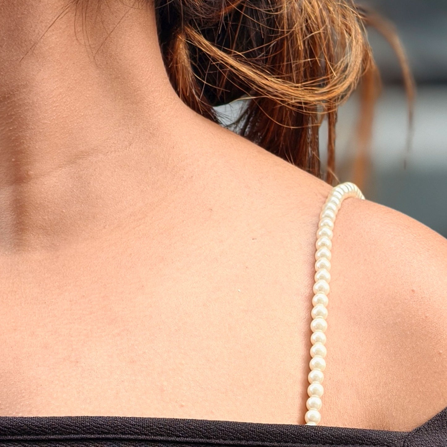 Classic White Pearl Beaded Bra Strap