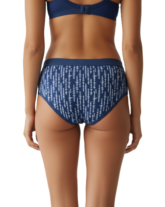 Pack of 2 Women’s Mid-Rise Lycra Panties – Blue & Brown with White Lining