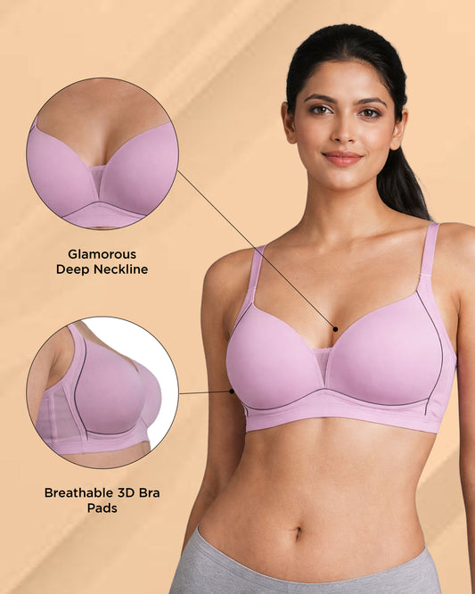 Women’s Polyester Lightly Padded Wire-Free T-Shirt Bra