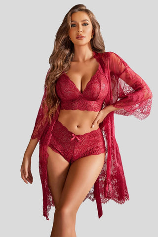red lace lingerie set