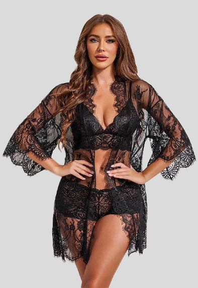 Black net lingerie set