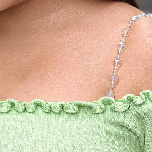 Women’s Adjustable Bra Straps – Pack of 2 Blue Pearl & Grey Crystal