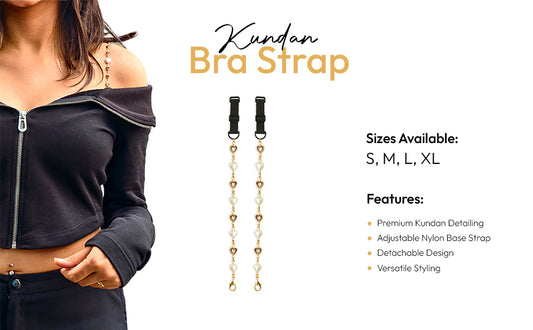 Kundan Heart Pearl & Mauve Beaded Bra Strap – Gold Accents
