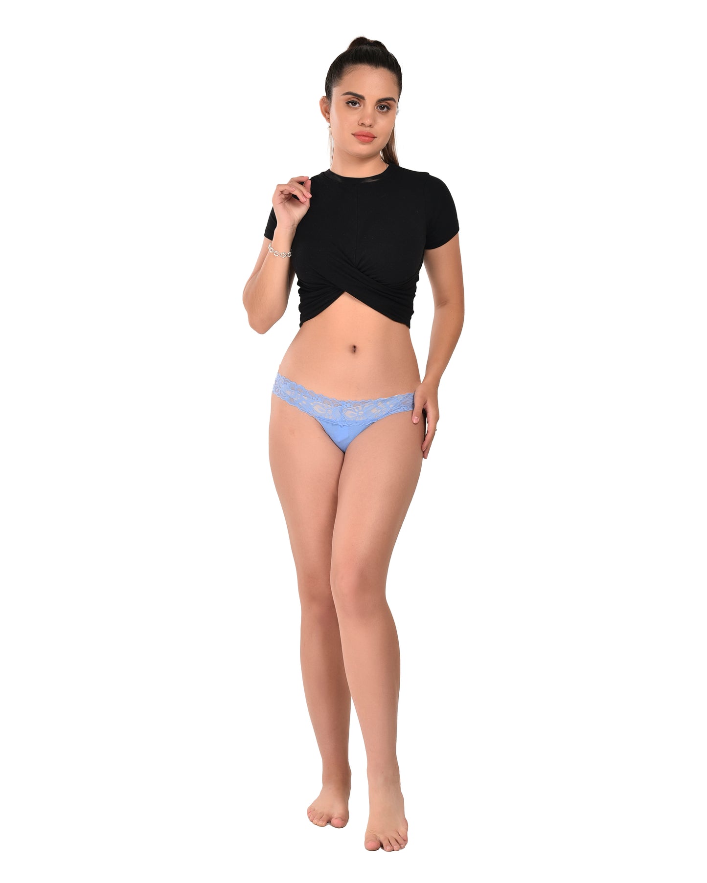 Blue Low Rise Thong Panty