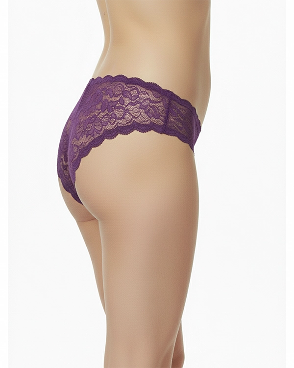 Sheluxe Pack of 2 Purple & Yellow Lace Polyester Panty for Women