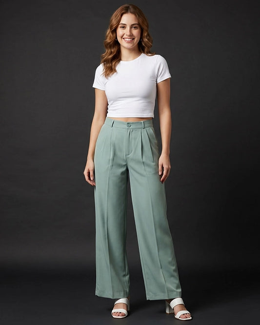 Mint Green Formal Trousers for Women – Office Wear Pants for Daily Use