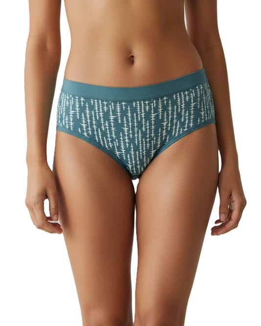 Pack of 2 Women's Mid-Rise Lycra Panties - Brown & Green with White Lining Design