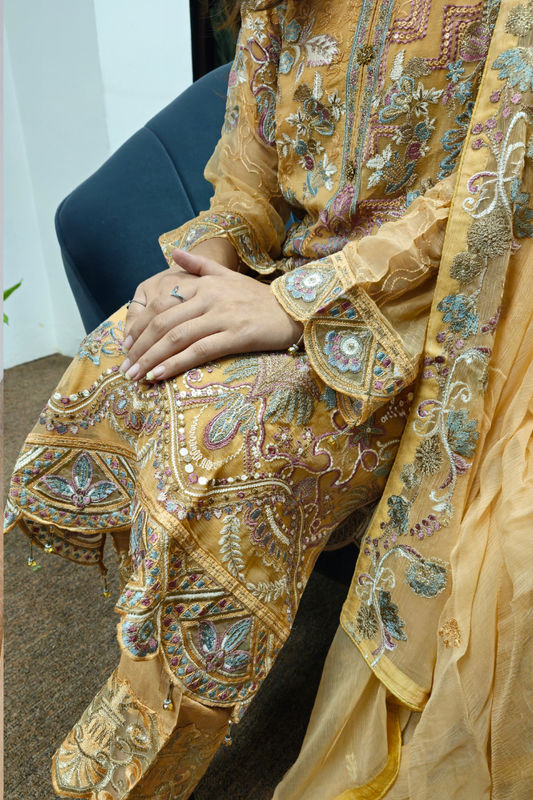 Yellow Pakistani Salwar Kameez With Dupatta
