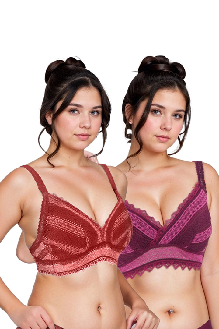 Women Lace Soft Padded Bra (Pack Of 2)