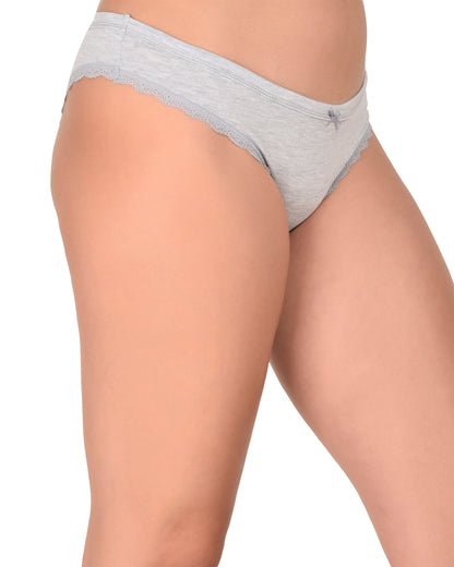 Pack of 2 Women’s Breathable Cotton Bikini Panties with Elegant Lace Detailing