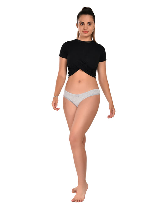 Women’s Plain Solid Color Mid Rise Panty Pack of 3 | Lightweight Breathable Polyester Fabric