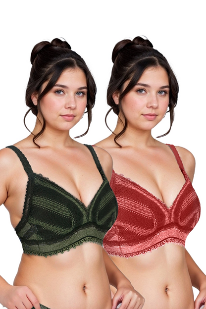 Women's Padded Lace Bra (Pack Of 2)