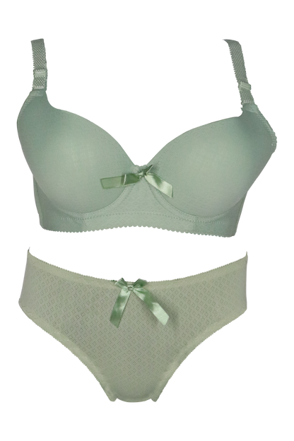 Dotted Diamond Patten Half Coverage Bra Panty Set