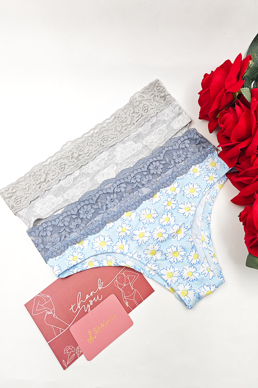 Women Floral Print With Upper Lace Panty (Pack of 2)