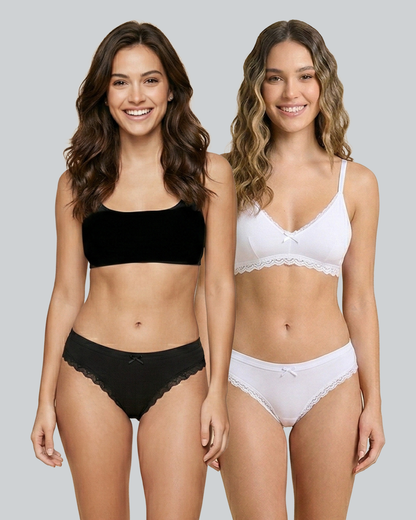 Women’s Cotton Panty Pack of 2 – White & Black | Comfortable Everyday Wear