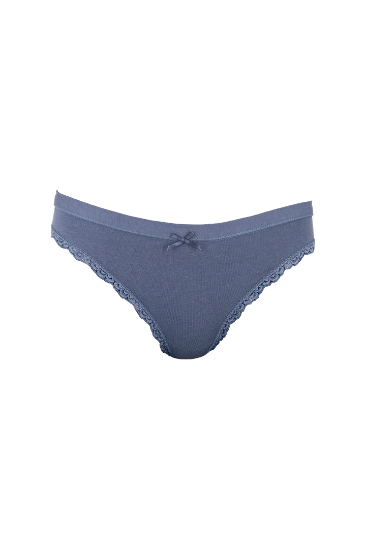 Women Cotton Blue Plain Low Rise Panty