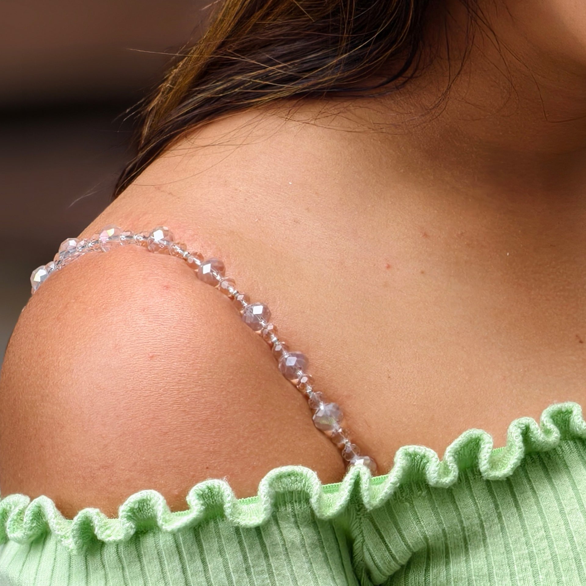 beaded transparent bra straps