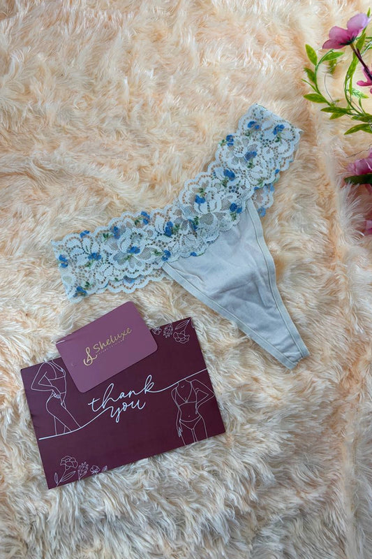 Ladies Self Design Lace Thong Underwear