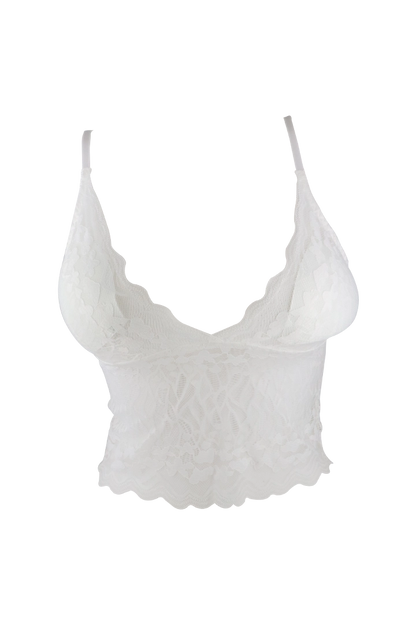 Cross Back Lace Camisole White Top