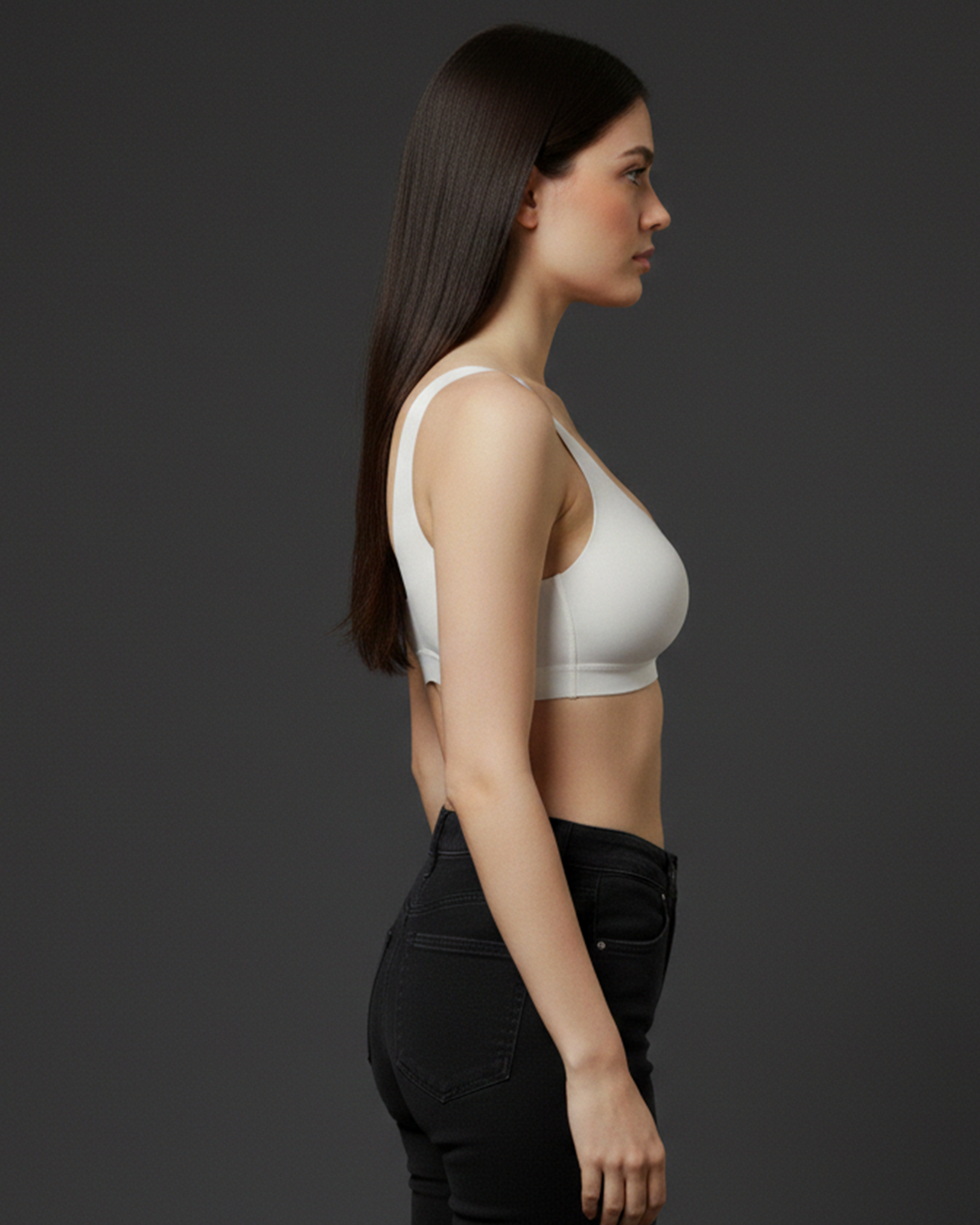 Pack of 2 White & Black Lightly Padded Seamless Full Coverage Non Wired Polyester Sports Bra