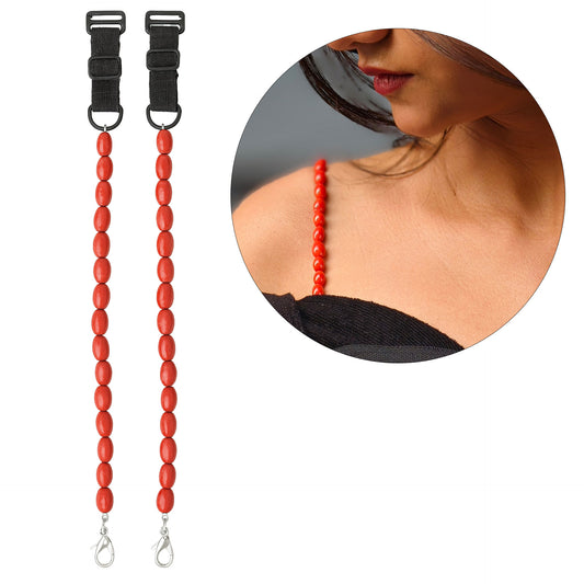 Fiery Red Beaded Bra Strap