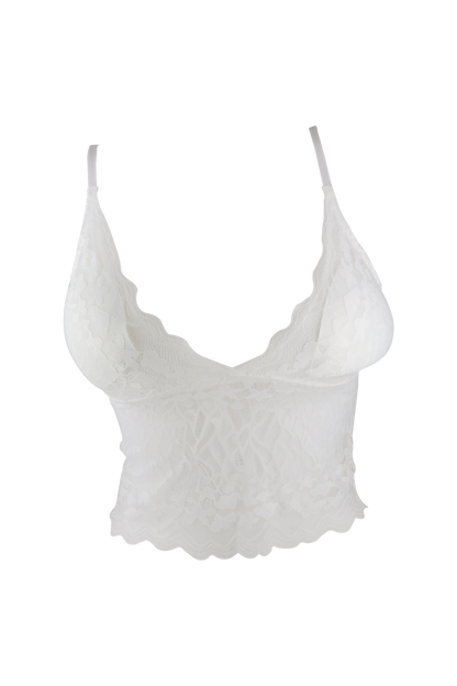 Cross Back Lace Camisole White Top