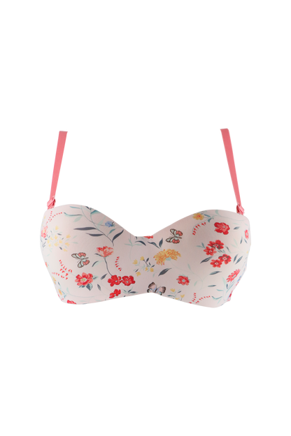 Beachwear Peach Flower Print Padded Bra