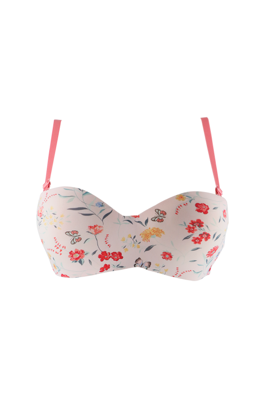 Beachwear Peach Flower Print Padded Bra