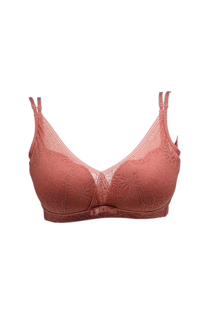 Women Floral Net Thick Wired Bra