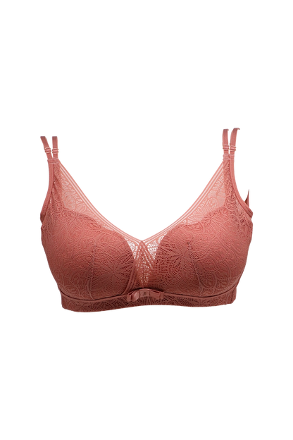 Women Floral Net Thick Wired Bra