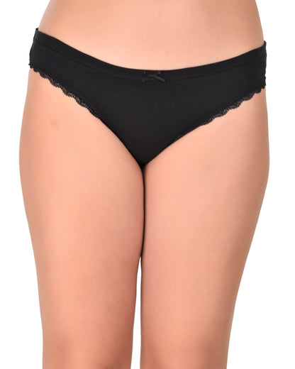 Pack of 3 Pink Black Purple Women’s Cotton Bikini Panties for Daily Comfort