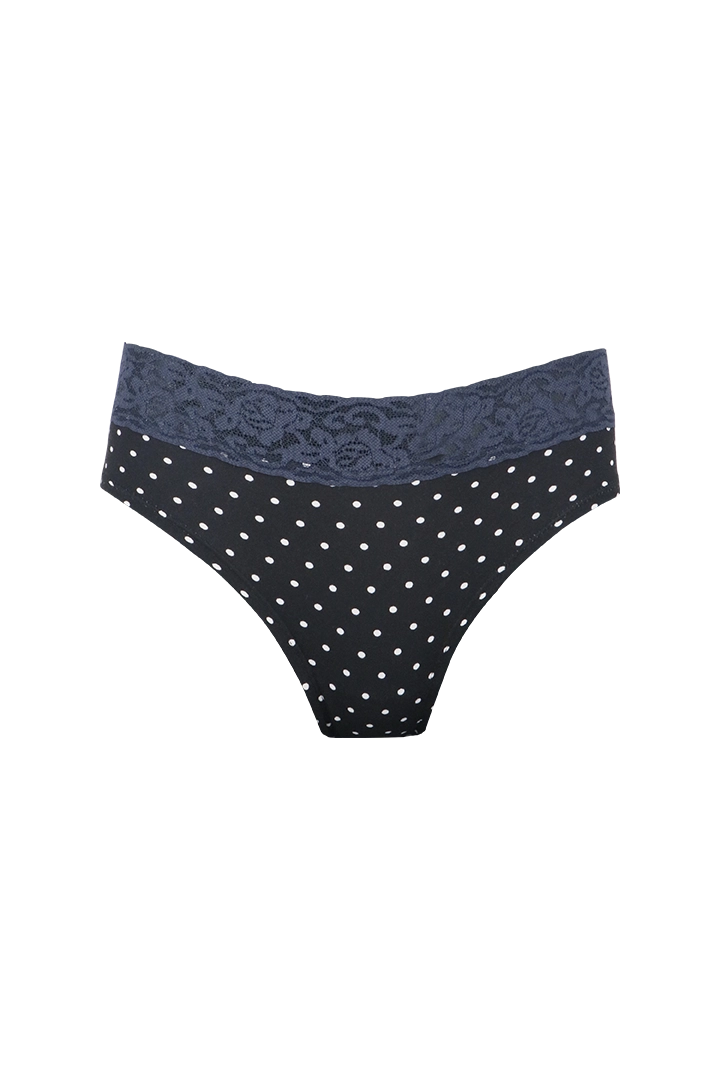 Women Polka Dot with Blue Lace Panty