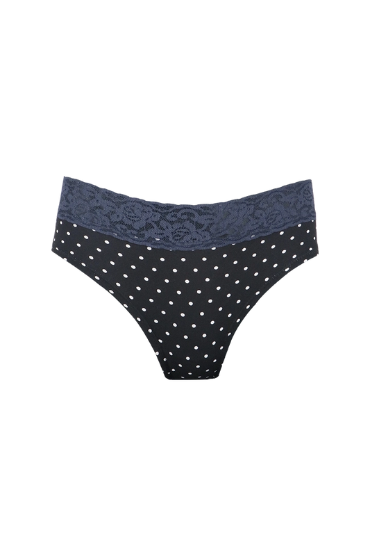 Women Polka Dot with Blue Lace Panty