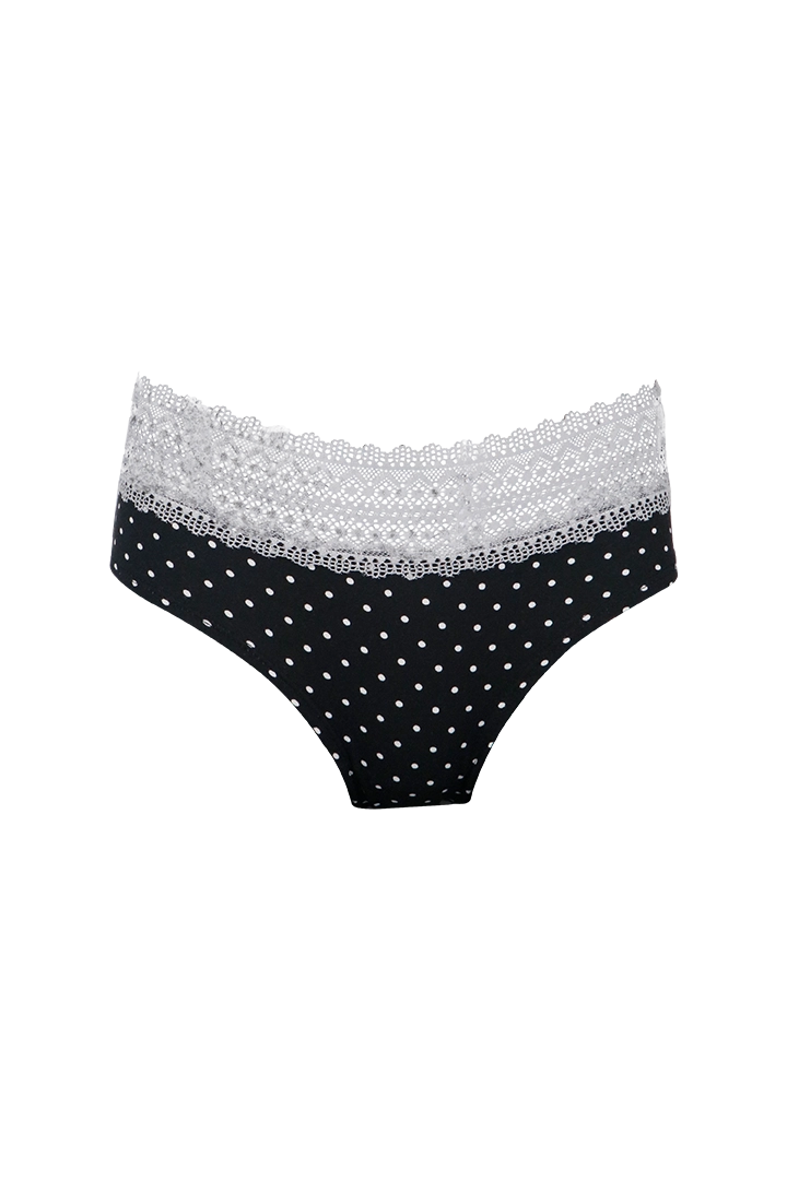 Women Polka Dot With White Lace Panty