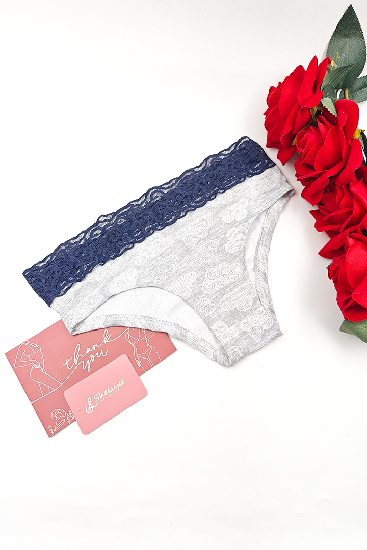 Women Flower Print With Lace Panty