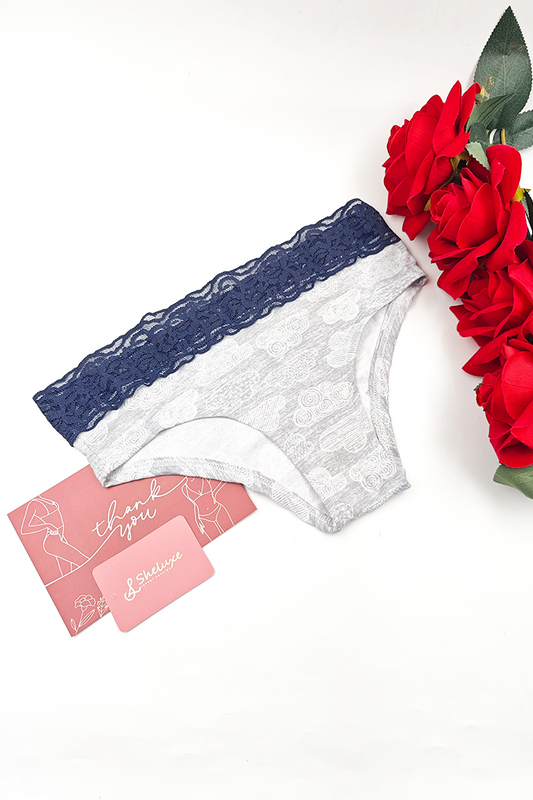 Women Flower Print With Lace Panty