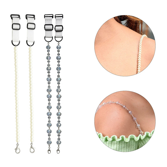 Elegant Pearl & Crystal Adjustable Bra Straps for Women