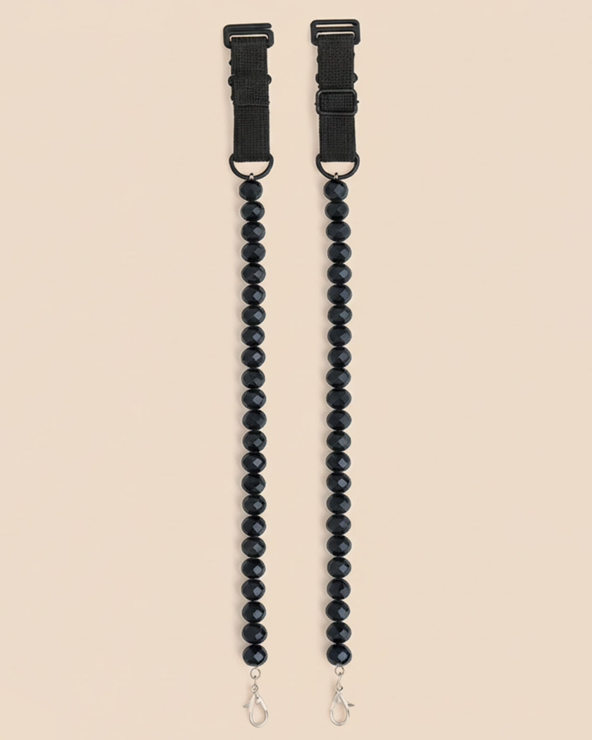 Black Gloss Beaded Bra Strap