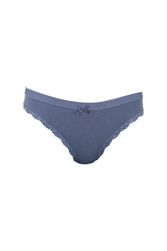 Women Cotton Blue Plain Low Rise Panty