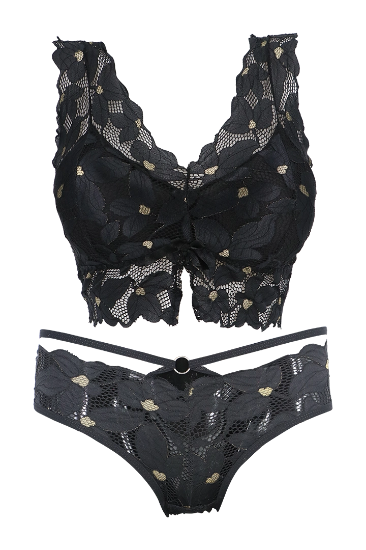 Women Floral Print With Net Lingerie Set