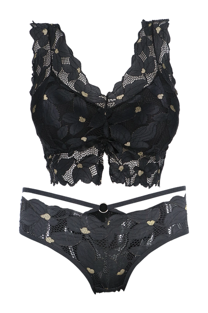 Women Floral Print With Net Lingerie Set