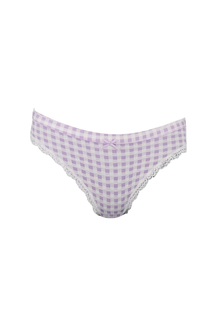 Purple and White Lines Printed Low Rise Panty