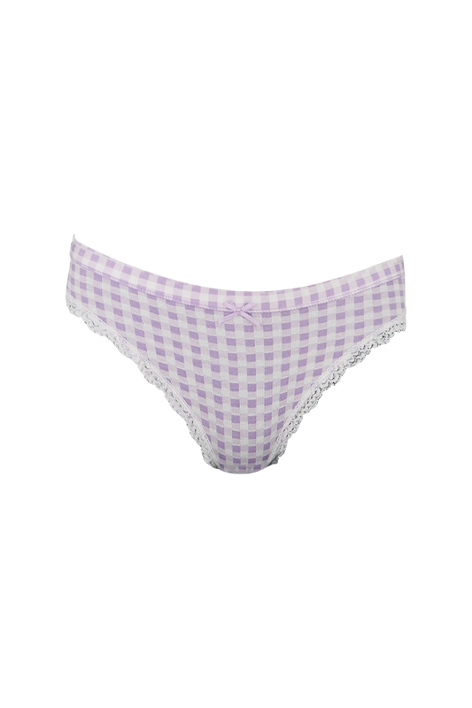 Purple and White Lines Printed Low Rise Panty