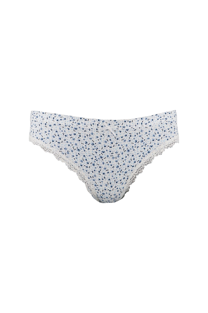 White Printed Cotton Low Rise Panty