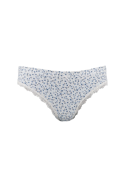 White Printed Cotton Low Rise Panty