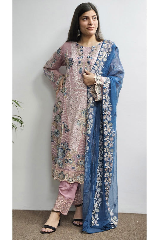 Pakistani Salwar Kameez With Heavy Dupatta