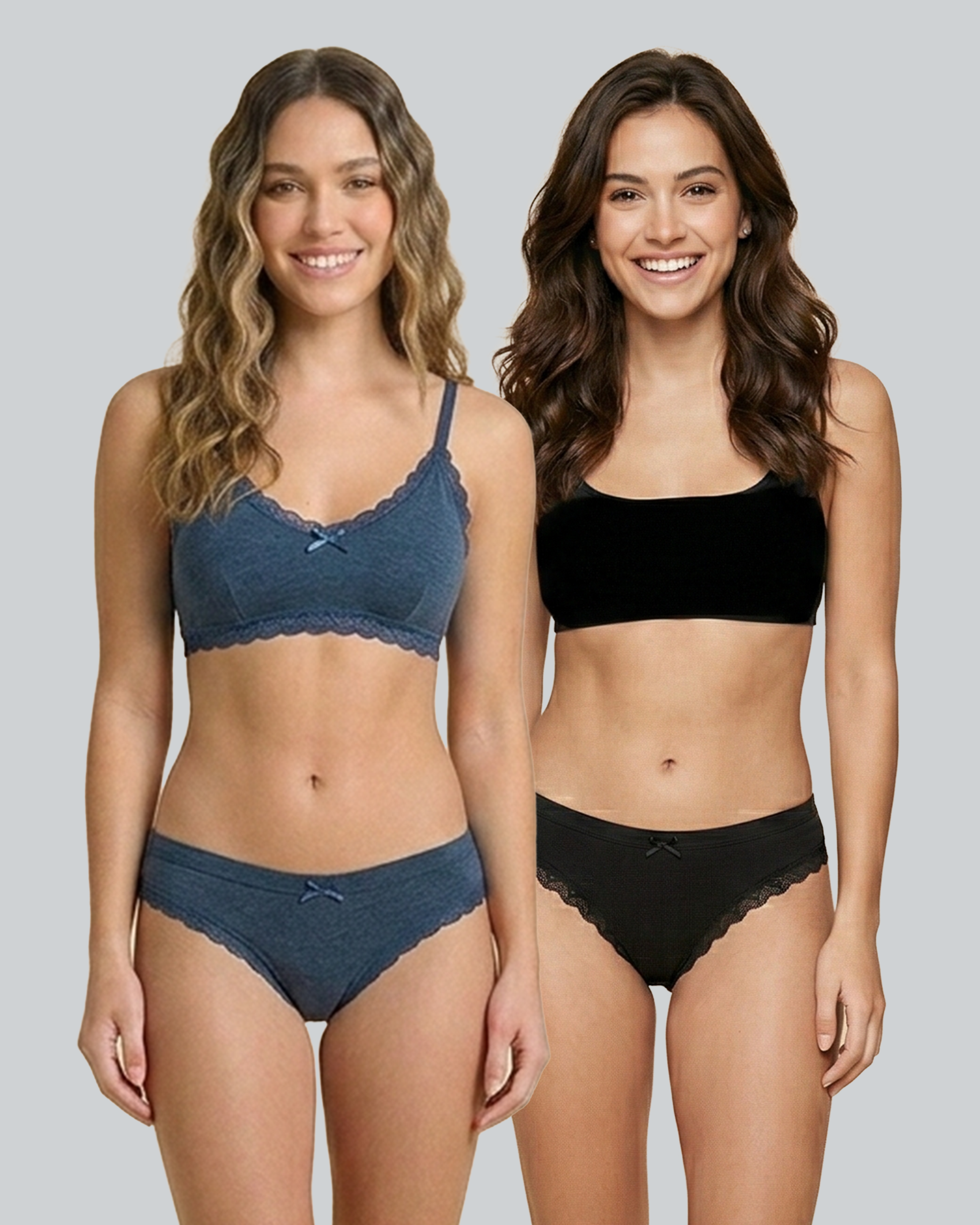 Pack of 2 Women’s Mid-Rise Cotton Panties – Black & Blue