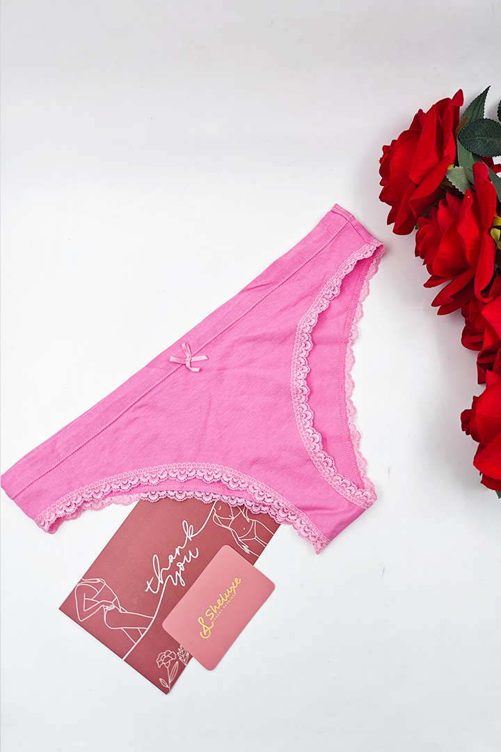 Women Pink & White With Lace Panty (Pack of 2)